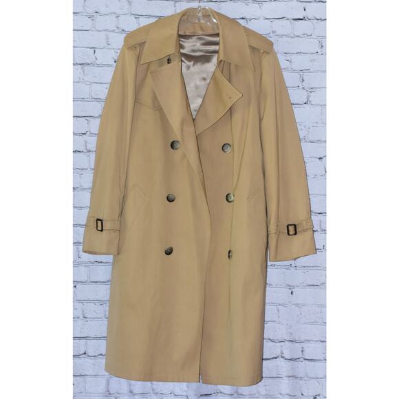 Double Breasted Lord & Taylor Trench Coat Nova Check Pattern Liner Sz 40 - Picture 2 of 8